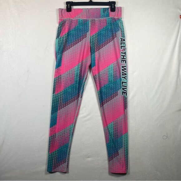 All The Way Live Full Dye Geometric Pattern Leggings Size Large - Picture 1 of 10
